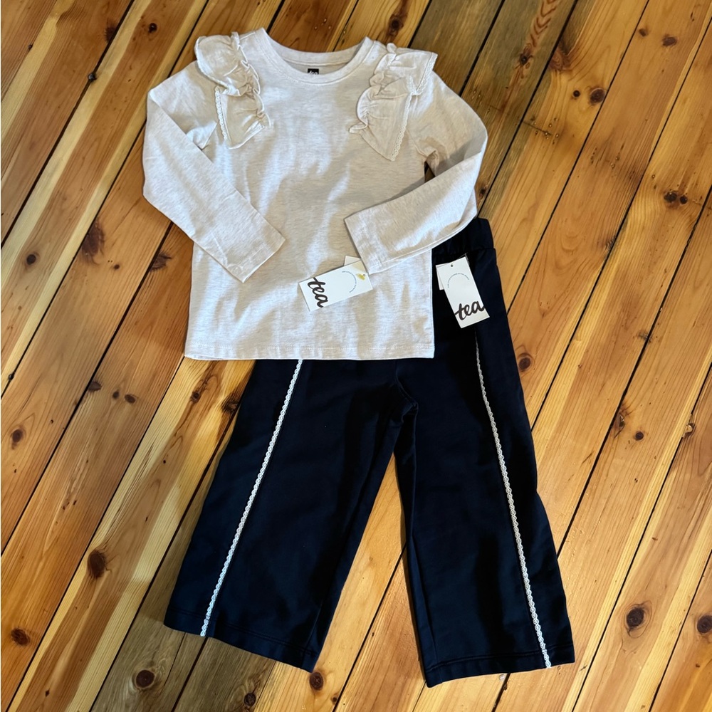 Kids Cream Ruffle Set
